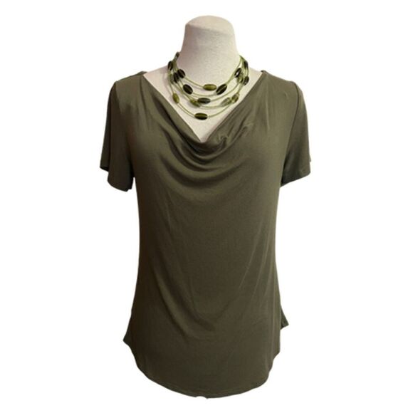 Cato Vintage 90's Drape Front Short Sleeve Green Top Size XS - Picture 1 of 7